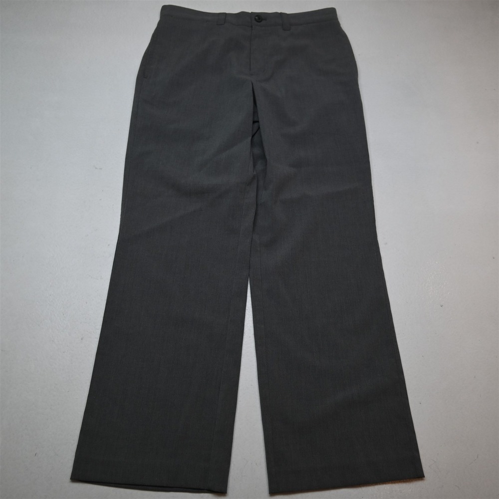 Vtg Y2K 2000s 32x30 Gray Flat Front Stretch Baggy Dress Mens Pants